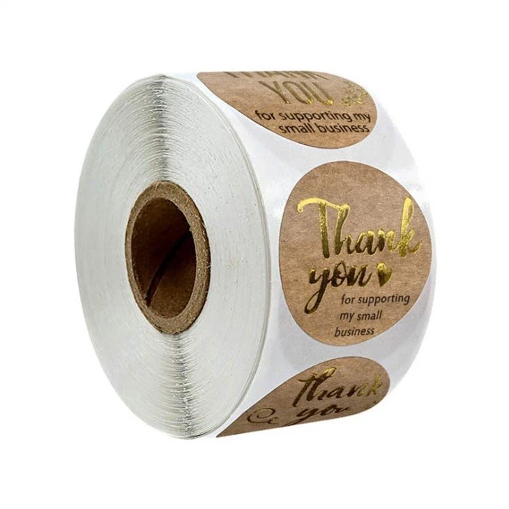kraft gold foil thank you stickers